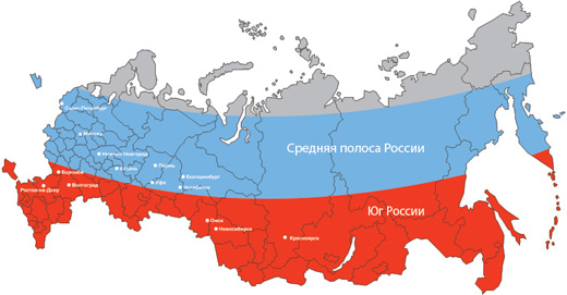 Карта средней части россии